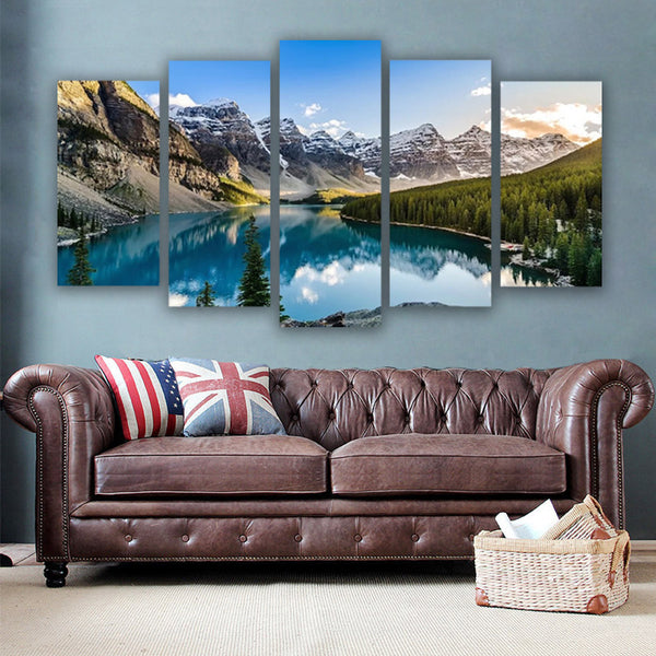 5 Pieces Canvas Lake And Mountain