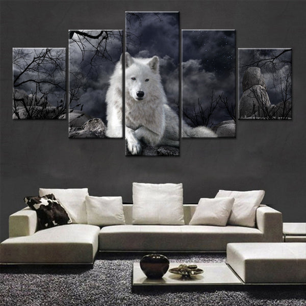 5 Panel Wolf Canvas Painting Poster