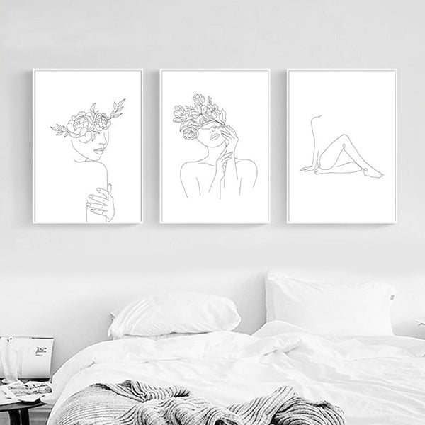 Botanical Canvas Drawing Style