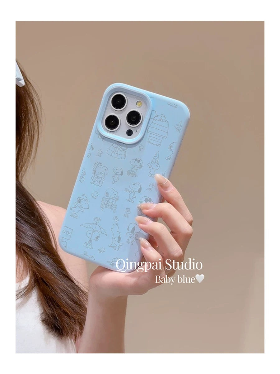 Cartoon Graffiti Snoopy Suitable for Apple Women's iPhone Blue Simple 17air Liquid Silicone Full Pack Phone Soft Case