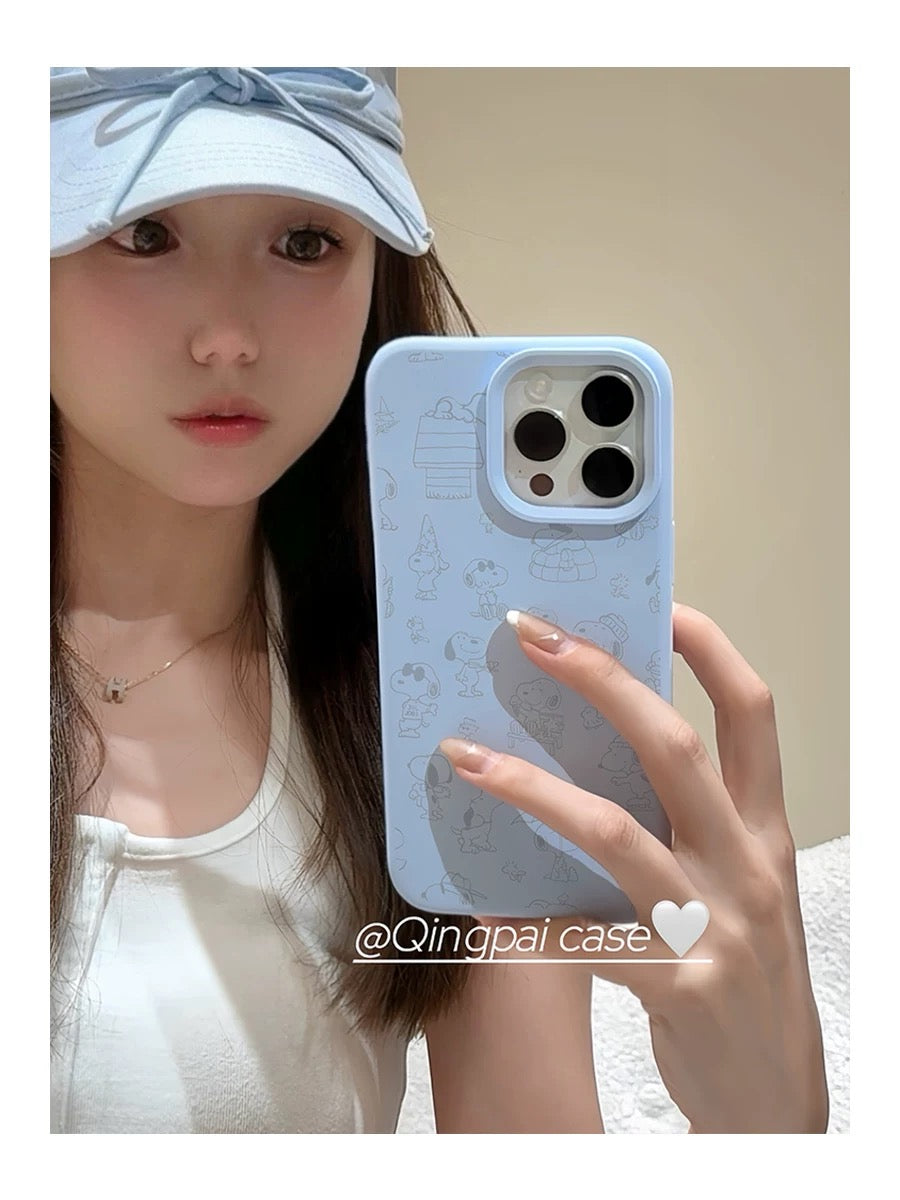 Cartoon Graffiti Snoopy Suitable for Apple Women's iPhone Blue Simple 17air Liquid Silicone Full Pack Phone Soft Case