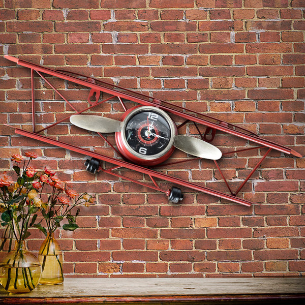 Vintage Airplane Wall Decor Clock