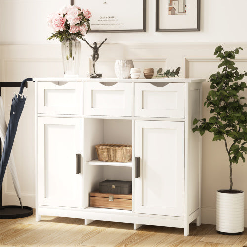 White Wooden Floor Storage Cabinet