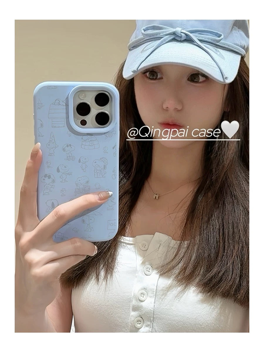 Cartoon Graffiti Snoopy Suitable for Apple Women's iPhone Blue Simple 17air Liquid Silicone Full Pack Phone Soft Case