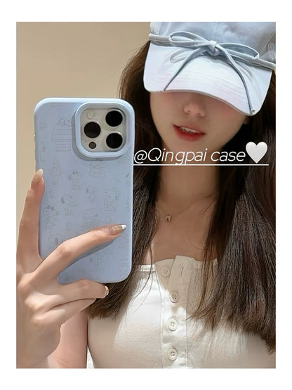 Cartoon Graffiti Snoopy Suitable for Apple Women's iPhone Blue Simple 17air Liquid Silicone Full Pack Phone Soft Case