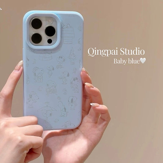 Cartoon Graffiti Snoopy Suitable for Apple Women's iPhone Blue Simple 17air Liquid Silicone Full Pack Phone Soft Case
