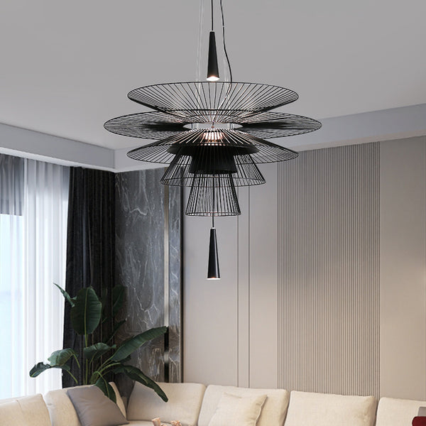 Modern Multi-Layer LED Chandelier – Elegant Wrought Iron Design